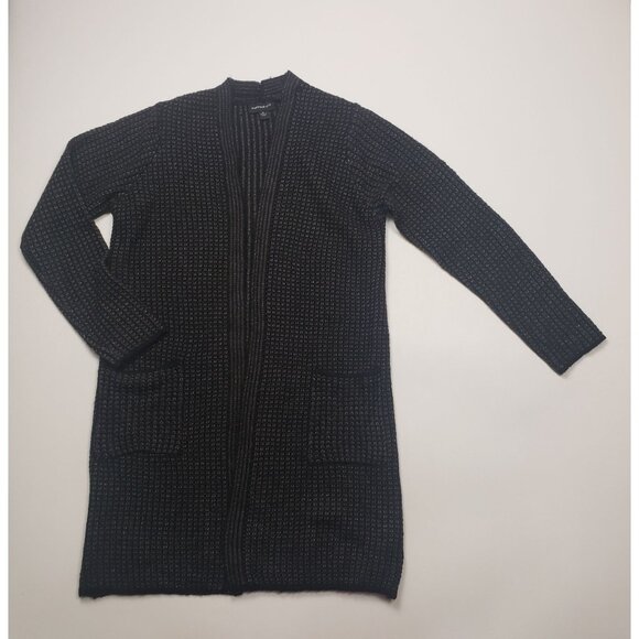 Fortune + Ivy Open Cardigan Sweater Women's Size Medium Black Grey Coatigan NWOT - Picture 13 of 16